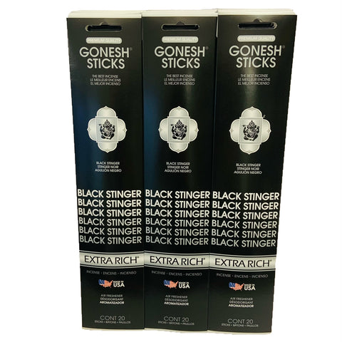 Black Stinger 12 Pack (240 Sticks) GONESH